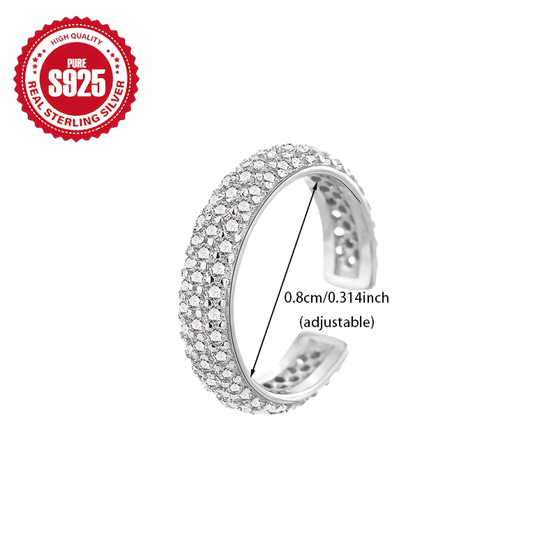 Women's S925 Silvery Ear Clip with Synthetic Zirconia Accents
